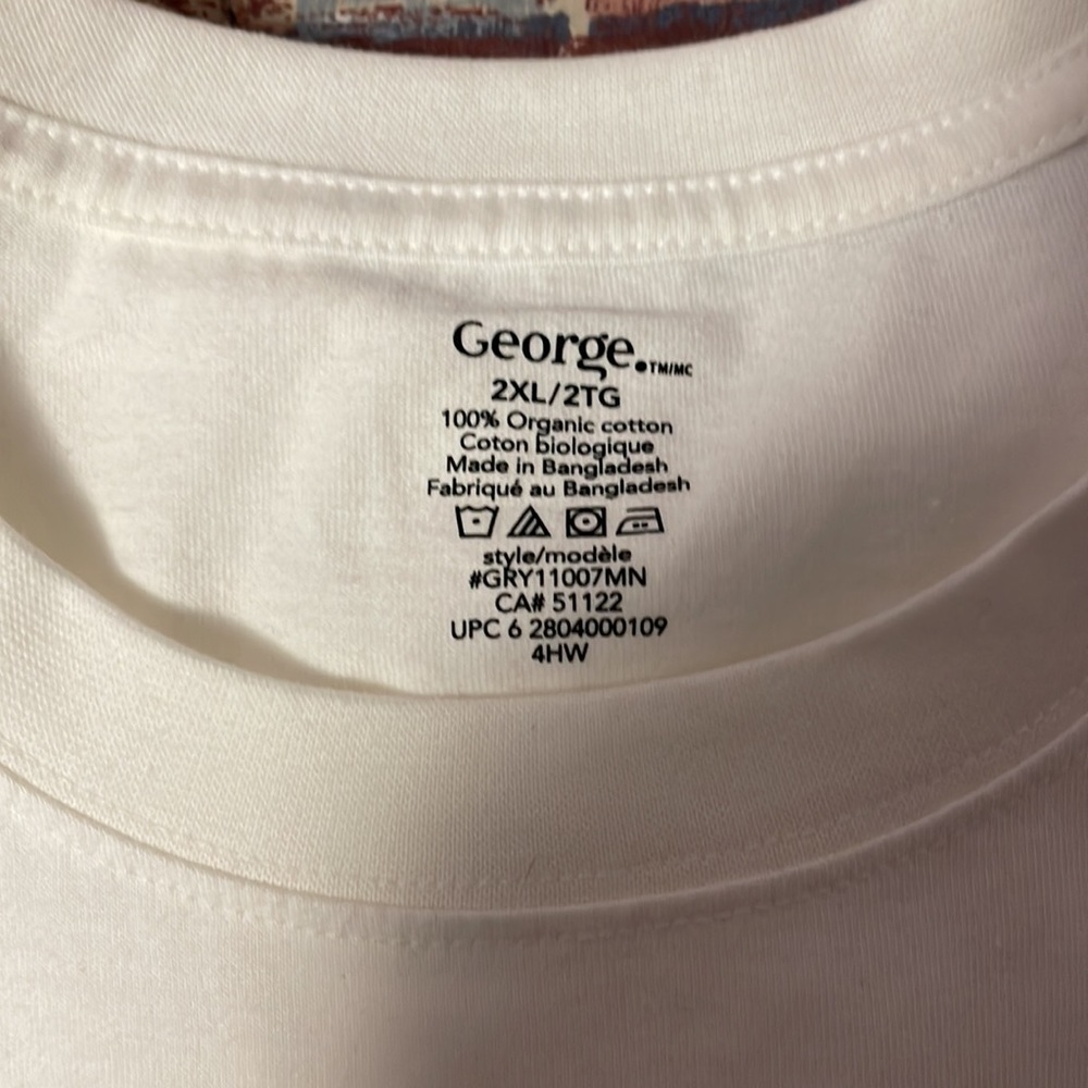 New with tags George brand mens 2xl white round neck tee shirt. - Picture 3 of 7